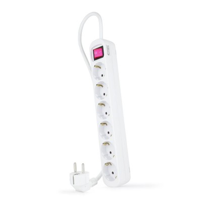 Regleta de enchufes de 6 tomas con interruptor 1.4 m Blanca