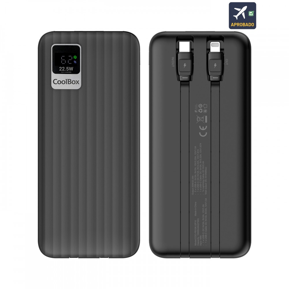 CoolBox POWERBANK DP10 10000MAH LCD+CABLES INTEGRADOS